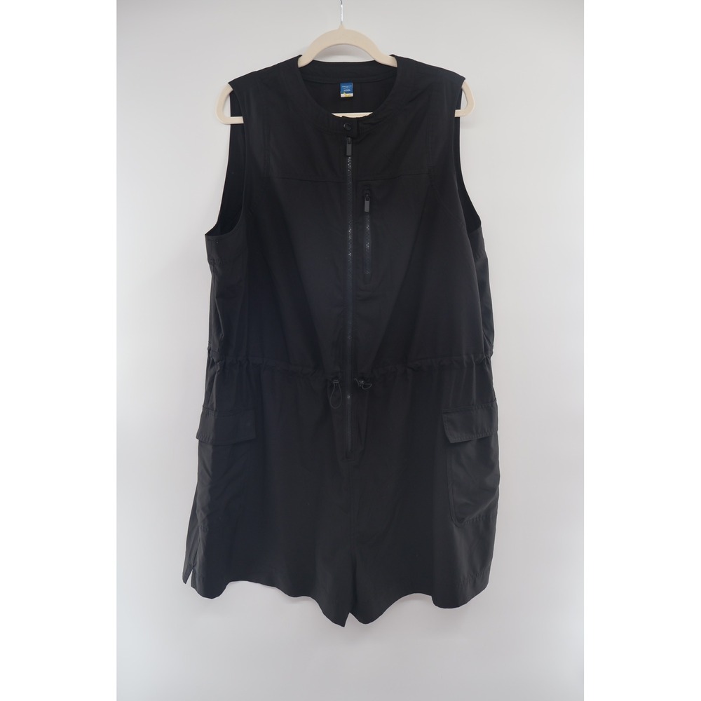 Old Navy StretchTech Romper Womens 2X Black Zip Front Cargo Quick Dry Plus - Picture 1 of 5